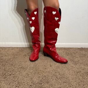 Red Heart Cowgirl Boots Sz 43